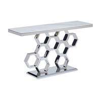 Table console moderne de luxe dorée avec structure en acier inoxydable plateau en pierre frittée