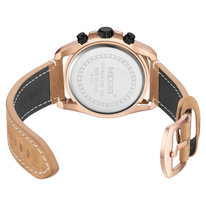 Orologi da <span class=keywords><strong>Uomo</strong></span> Neri alla Moda Megir 2120 in Offerta, <span class=keywords><strong>Orologio</strong></span> da Polso con Cinturino in Pelle per Ragazzi, Jam Tangan Polos - Product Image 2