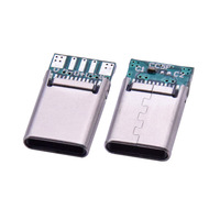 Connecteur USB Type-C mâle 5 broches avec 5 plaquettes de soudure en cuivre pour charge et transmission de données, carte 5 broches