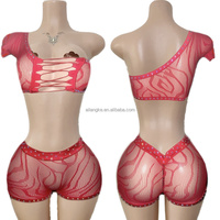 Tarifs inclus Vadulyer Ensemble de vêtements de danse exotique en strass en gros Vêtements de scène Tenues de strip-teaseuse