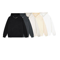Sudadera con capucha de felpa francesa pesada de 450 GSM para hombre, con cuello de botones a presión, hombros caídos, estilo oversize, lisa, con bolsillo canguro, estilo urbano.