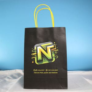 Wholesale Restaurant Food <b>Bread</b> Gift Shopping Packaging Black White Brown Kraft Paper <b>Bags</b> with Handle and logo - Product Image 4