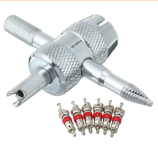 6Pcs Universal Tyre Valve Cores With Remover Tool Schrader Valves Kitfor Cars Trucks Motorcycles Bike Durable Repair Tools Parts