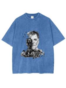 Réalisateur <span class=keywords><strong>Paul</strong></span> Thomas Anderson T-Shirts Summer 100% Cotton Drop Shoulder Crewneck Heavyweight Acid Wash - Product Image 2