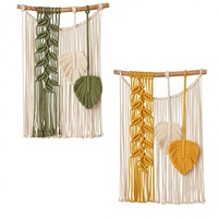 Tapisserie bohème en macramé colorée avec pompon en forme de feuille, décoration murale faite à la main, couverture élégante pour boîte à compteur, idéale pour la décoration de boutique.