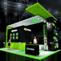 Stand de Exhibición Modular de 20x20 pies, Stand de Feria Comercial con Retroiluminación LED de Tela Tensada de Aluminio, Fácil de Instalar, Portátil
