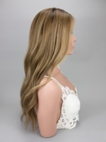 Peluca Judía con Nudos Individuales, Peluca con Encaje HD, Balayage Marrón Rubio Ombre, Cabello Humano Virgen Ondulado, Pelucas sin Pegamento para Mujeres Judías