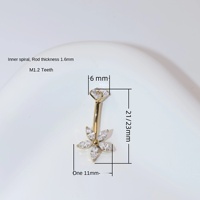 Vente chaude alliage de titane étoile à cinq branches nombril anneau Zircon nombril ongles F136 mode Piercing bijoux