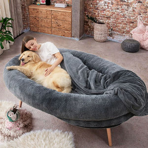 <span class=keywords><strong>High</strong></span> <span class=keywords><strong>End</strong></span> 2-in-1 Donut Hunde höhlen bett Luxus umwelt freundliche Kunst pelz Plüsch Soft Square Bett mit Faser & Silikon Großhandel Warm Style - Product Image 3