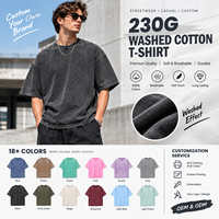 T-shirt Homme Oversize Rétro 230 g/m² 100 % Coton Épais OEM, Impression DTG Logo, T-shirts Personnalisés Effet Délavé Acide Vintage