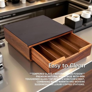 Bamboo K Cup Holder Coffee Pod Drawer Organizer <b>Tea</b> Storage Organizer Bamboo <b>Tea</b> Cake Storage Box with Drawer - Product Image 5