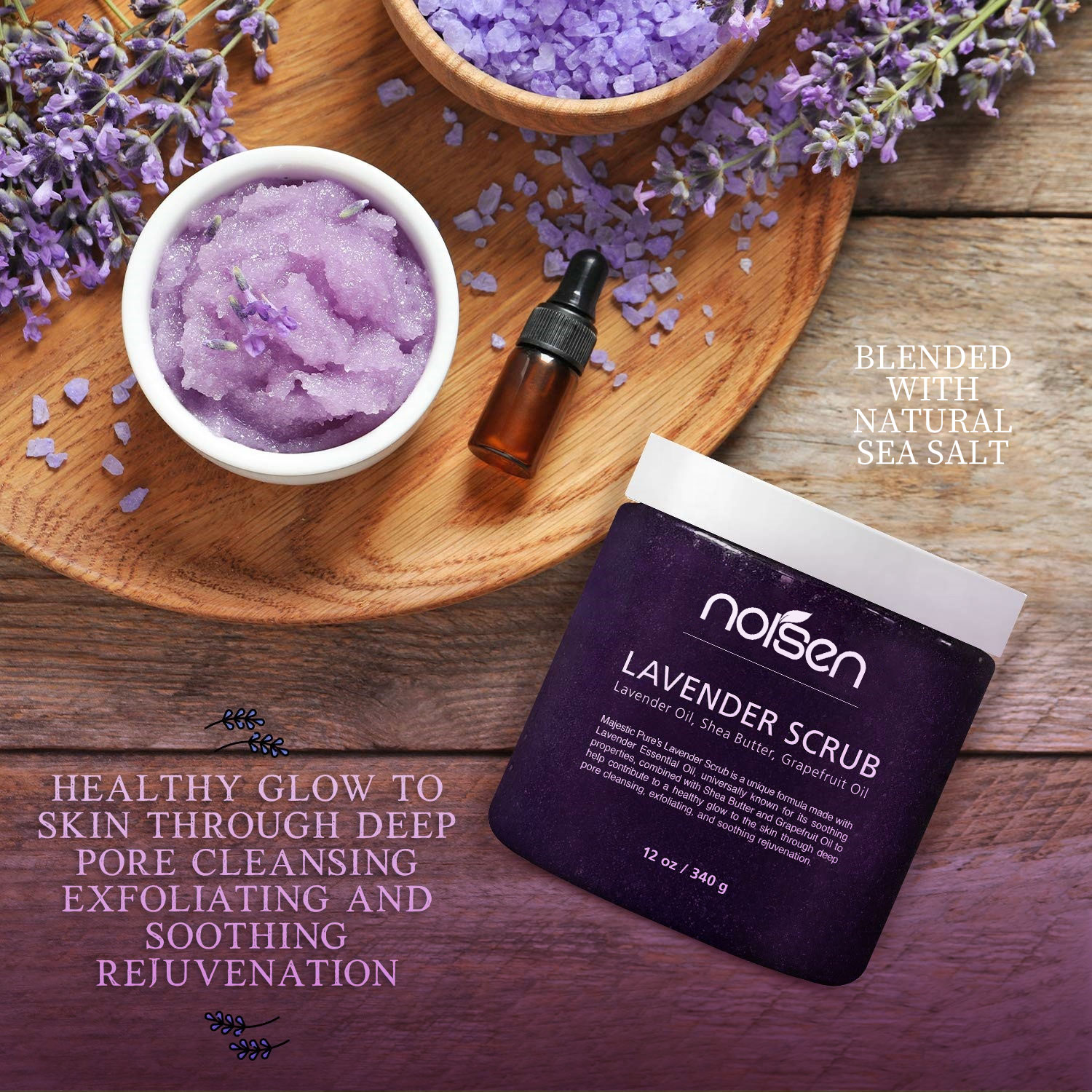 Private Label Natural organic Exfoliating Dead Sea Salt Nourishing Lavender body scrub whitening bath wash wholesale