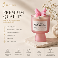 Bougie parfumée sur piédestal en verre givré personnalisé avec décoration papillon, étiquette privée OEM ODM, cadeau de luxe pour la maison, décoration