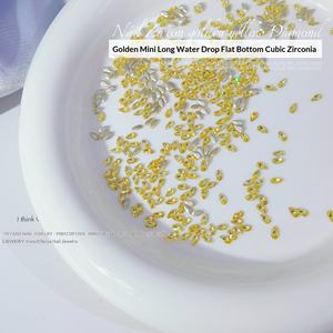 Bijoux pour ongles en zircon <span class=keywords><strong>goutte</strong></span> <span class=keywords><strong>d</strong></span>'<span class=keywords><strong>eau</strong></span> dorée, automne-hiver, mini bord inversé scintillant, fond plat long, perceuse à ongles - Product Image 3