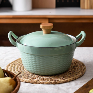 Casserole multifonctionnelle à double anse de 22 cm, <span class=keywords><strong>faitout</strong></span>, pot à pain, en fonte émaillée antiadhésive, casserole à soupe - Product Image 3
