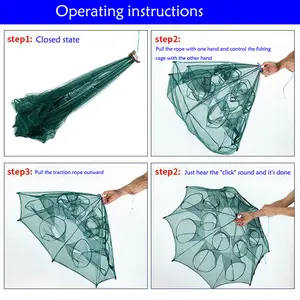 Folded Portable 4-6-8-10-12-16-20 Hole Automatic Fishing Shrimp Trap Fishing Net