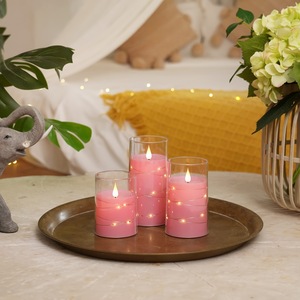 Bougies Tasse à Led <span class=keywords><strong>Rose</strong></span> <span class=keywords><strong>Clair</strong></span> en Plastique 3D <span class=keywords><strong>Bougie</strong></span> Décorative Sans Flamme Mobile de Mariage avec Guirlande Lumineuse - Product Image 2
