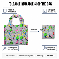 Sac fourre-tout réutilisable pliable en polyester 190T, sac de courses écologique 10 kg, format poche, imprimé tie-dye, vente en gros OEM, directement de l'usine