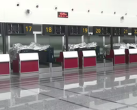 Comptoir de réception d'aéroport personnalisé en bois moderne pour l'enregistrement à l'aéroport