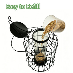 Comedero para Pájaros Colgante a Prueba de Ardillas, Elegante Comedero de Metal y Plástico Impermeable para Jardín con Asa de Alambre de Hierro - Product Image 5