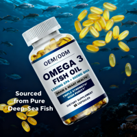 Cápsulas de Aceite de Pescado Natural Omega-3 EPA y DHA, Superalimento para la Salud del Cerebro y el Corazón en Adultos, 60 Cápsulas