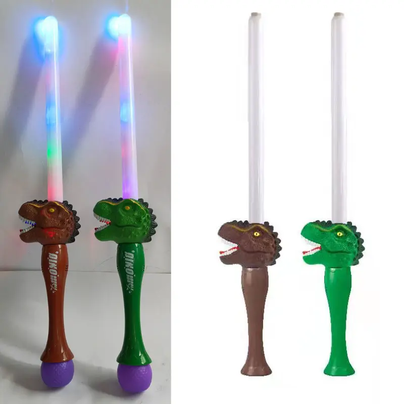 Espada de dinosaurio con luz brillante eléctrica LED, sonido intermitente, luz de burbuja, varita mágica, espada de burbuja de dinosaurio