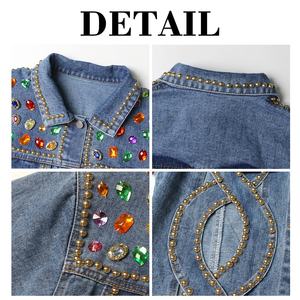 थोक कस्टम उच्च गुणवत्ता शरद हेवीवेट धोया बटन डेनिम सामग्री आकस्मिक जैकेट महिला डेनिम डेनम डेनिम - Product Image 6