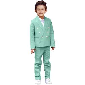 Champagne 2-Piece Kids <b>Suit</b> Set Formal Slim Fit <b>Boys</b> Tuxedo Double Breasted <b>Blazer</b> Pants for Weddings Proms Birthday Parties - Product Image 2