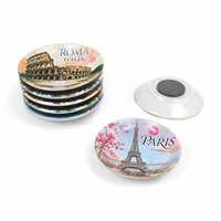 Magnet Kulkas Keramik Kustom Cekung di Tengah, Suvenir Piring Magnet Desain Menara Eiffel, Gunung Fuji, Colosseum, dan Big Ben