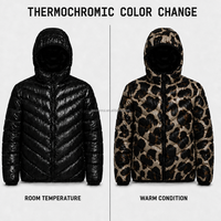 Veste matelassée à capuche thermochromique à motif léopard, changement de couleur, options de couleurs personnalisées