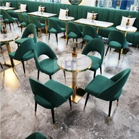 Meubles de restaurant modernes, sièges en velours vert, canapé de cafétéria, ensemble de meubles de café pour restaurants et bars