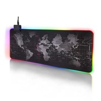 Tapis de souris gamer en cuir personnalisé avec clavier lumineux, lumières LED RGB, tapis de bureau Montian, tapis de souris