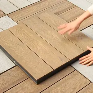 Sistema de azulejos de diseño DIY Snap Together para azulejos de cubierta entrelazados de patio sobre hormigón WPC