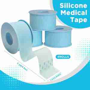 Cinta Médica de Silicona (4 Rollos) para Piel Sensible, Cinta Quirúrgica Impermeable para Fijar Apósitos y Gasa, Remoción sin Dolor - Product Image 3