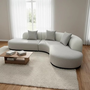 Sofá Seccional Moderno de Tres Plazas, Tapizado en <span class=keywords><strong>Tela</strong></span> <span class=keywords><strong>Gris</strong></span> Claro, Diseño Modular, con Cojines Negros sin Brazos - Product Image 2