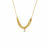 Collier en acier inoxydable plaqué or PVD 18 carats avec pendentif zirconium en forme de perles ovales souriantes, vente en gros