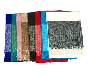 factory wholesale Woven jacquard cashmere shawl 70% pashmina 30% silk Warm viscose scarf