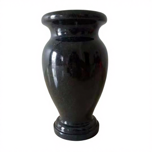 Vases à fleurs personnalisables en granit noir absolu moderne pour pierres tombales - Product Image 1