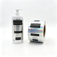 Étiquettes holographiques personnalisées en rouleau, autocollants en vinyle imperméables pour bouteilles de gel douche, shampooing, emballages cosmétiques