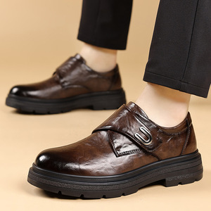 Mocassins en cuir véritable noir à bout rond, semelle extérieure en caoutchouc, semelle intermédiaire en EVA, chaussures souples à enfiler pour homme, collection automne - Product Image 4