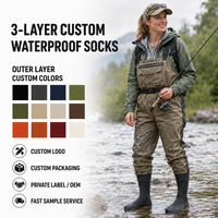 Chaussettes imperméables pour hommes et femmes, 3 couches, mi-mollet, respirantes, pour la randonnée, le camping, la pêche, les sports, conception personnalisée OEM