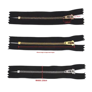 4 #   <span class=keywords><strong>Cerniera</strong></span> in denim <span class=keywords><strong>con</strong></span> denti a Y in acciaio inossidabile 304, lega di alluminio, testa a <span class=keywords><strong>molla</strong></span> europea, denti in bronzo bianco ottone - Product Image 4
