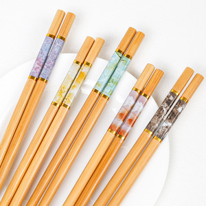 Palillos domésticos de bambú con diseño de mármol, antideslizantes y elegantes, un color por persona, venta al por mayor. - Product Image 1