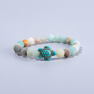 Bracelet d'amitié élastique en pierre naturelle <span class=keywords><strong>de</strong></span> 8 mm, bijoux <span class=keywords><strong>de</strong></span> plage bohème, bracelet à perles <span class=keywords><strong>de</strong></span> tortue <span class=keywords><strong>de</strong></span> <span class=keywords><strong>mer</strong></span> coloré - Product Image 5