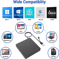 Unidad de DVD Externa Multifuncional USB 3.0 Tipo-C Lightscribe, Grabadora de DVD Portátil, Unidad Óptica de CD/DVD+/-RW con Interfaz SD/TF
