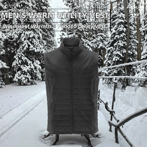 Chaleco Acolchado Impermeable y Cortavientos para Hombre, Diseño Personalizado OEM, Cierre de Cremallera, Bordado 3D, Chaqueta Utilitaria Cálida para Invierno y Actividades al Aire Libre - Product Image 2
