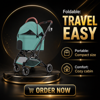 Poussette pliable 3-en-1 pour animaux de compagnie, chariot de transport pour petits chiens et chats, poussette de voyage