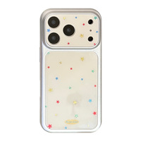 Coque antichoc en TPU/PC avec étoiles dorées pleine écran pour iPhone 17 Pro Max, grande fenêtre de 15 pouces, design personnalisé pour iPhone 14