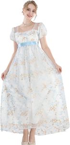 <span class=keywords><strong>Robe</strong></span> de style régence, inspirée de Jane Austen, pour fête du thé victorienne, blanche, lavable, longueur ras du sol, idéale pour l'été - Product Image 6