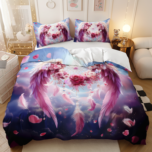 Ensemble de draps de couette imprimés à motif d'ailes d'ange personnalisés imprimés en 3D Ensemble de literie personnalisé pour enfant adulte - Product Image 1